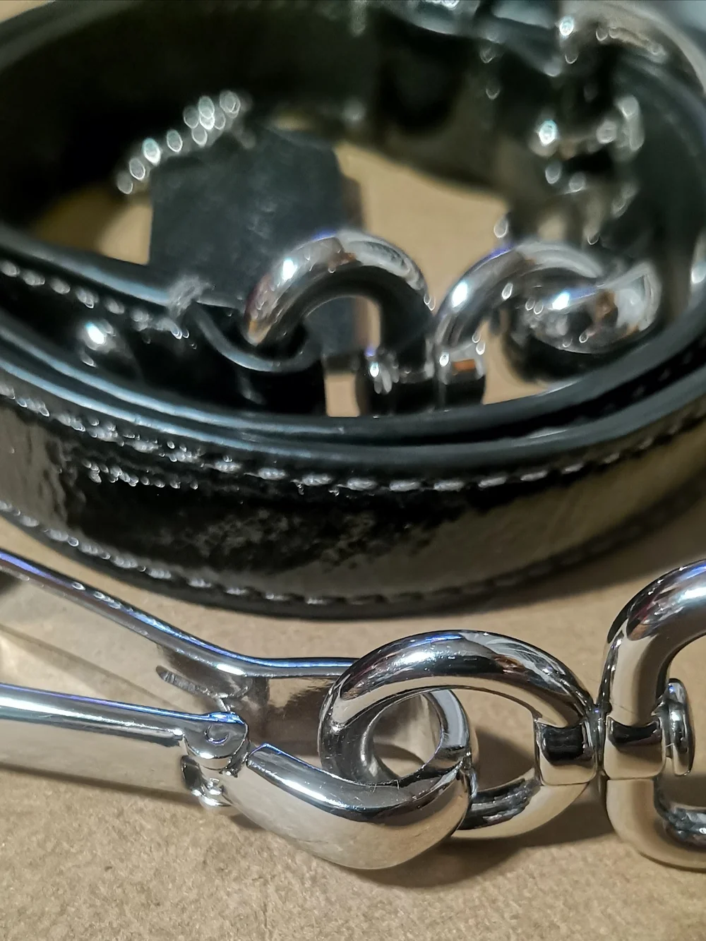 Coach Black Leather Patent Strap & Tag Excellent Condition FIRM PRICE